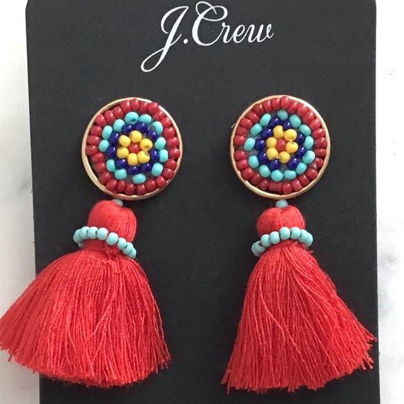 J. Crew Colorful Beaded Tassel Earrings - Picture 4 of 6